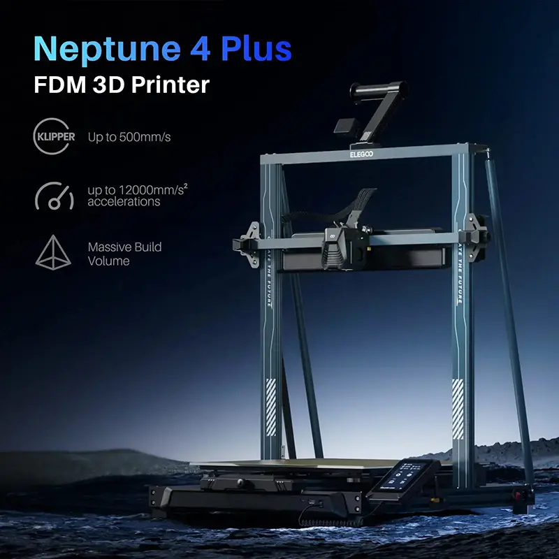 ELEGOO Neptune 4 Plus FDM 3D Printer, 500mm/s High-Speed Fast FDM Printer, 320*320*385mm