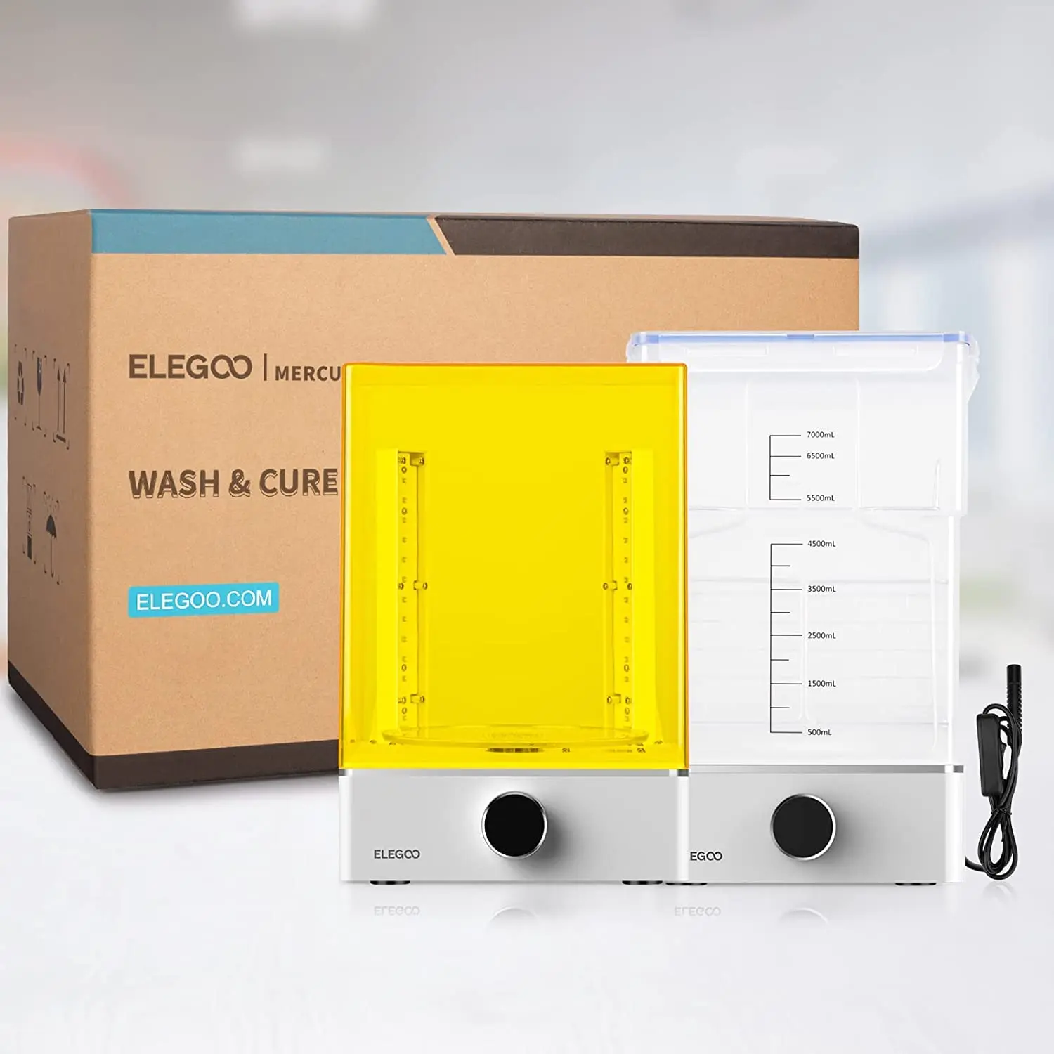 ELEGOO Mercury XS Bundle with Separate Wash and Cure Station for Large Resin 3D Printed Models,  with a Handheld UV Lamp,Compatible with Saturn and Mars LCD 3D Printers,