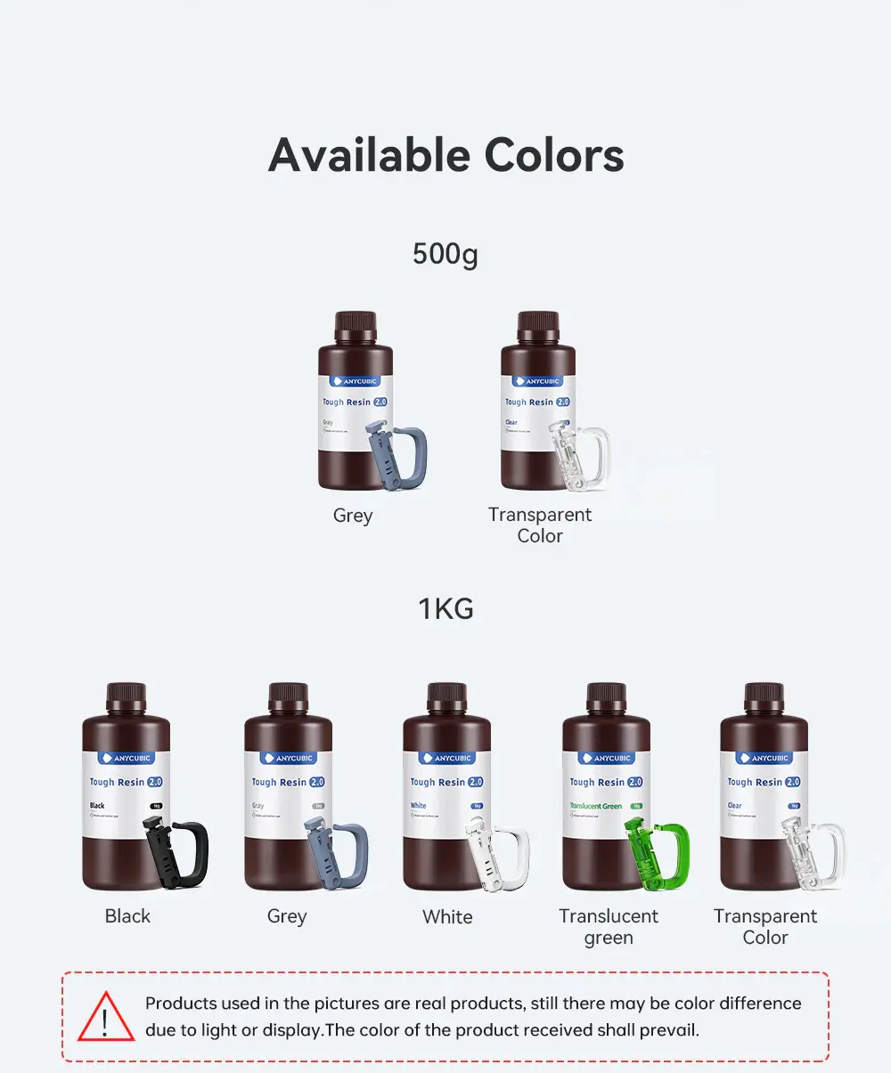 Anycubic Ultra Tough Resin2.0, Suitable for Direct Use or as an Additive,1kg multiple color