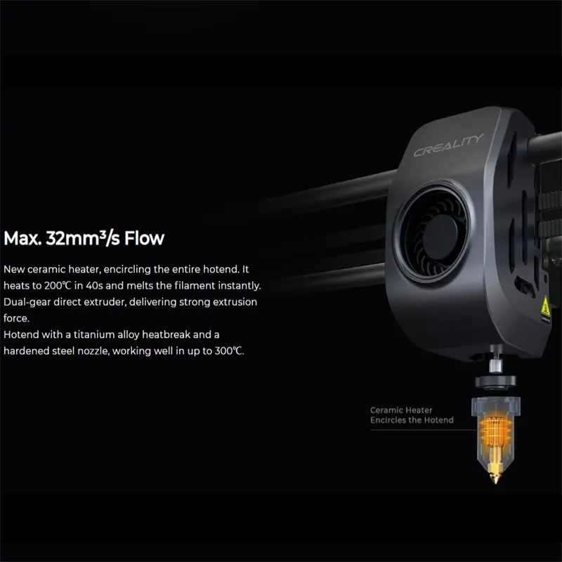 Creality-K1 MAX 3D Printer Hands-Free Auto Leveling Dual High-Temperature Nozzle Direct Extruder Auto Leveling Stable Cube Frame