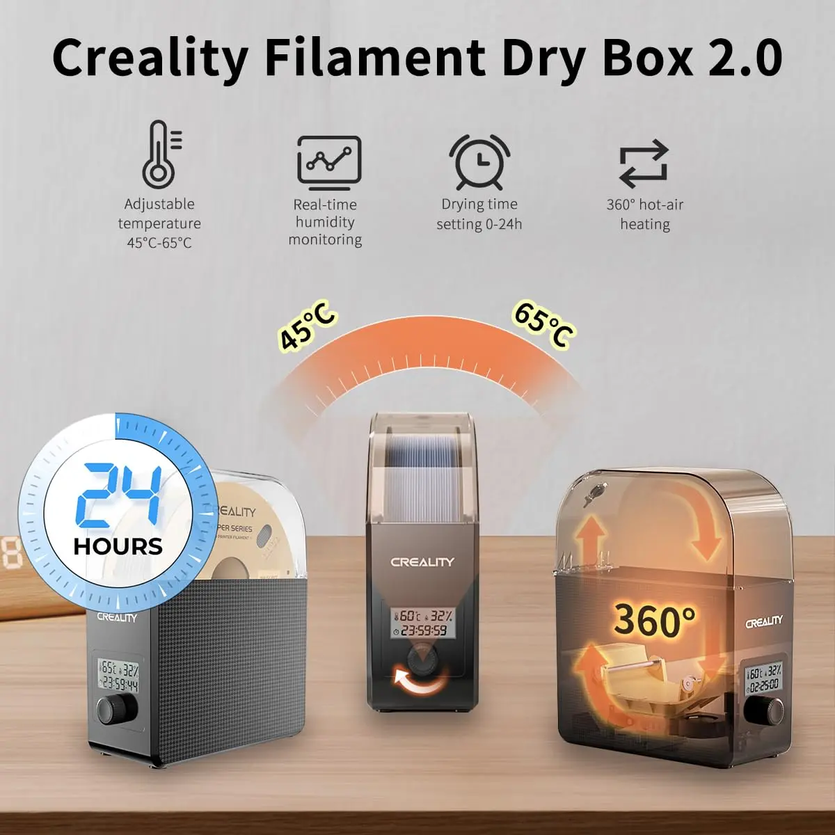 Creality  Filament Dry Box 2.0 for 3D Printer Filament, Upgraded Design for PLA PETG ABS Keep Filaments Dry