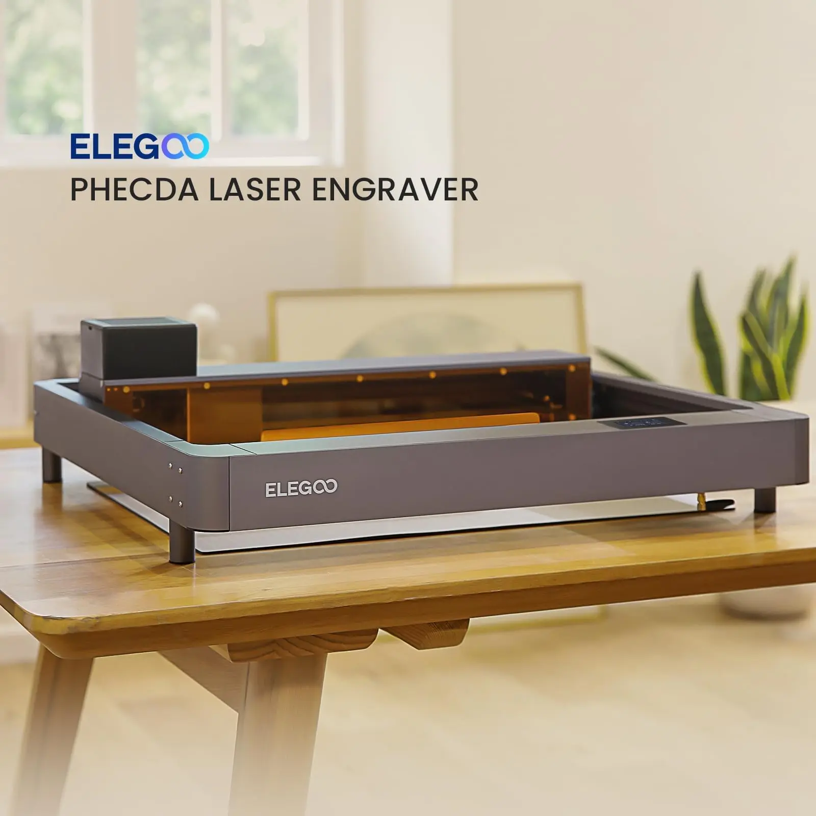 ELEGOO PHECDA 10W Laser Engraver & Cutter with Air Assist, CNC Laser Engraving and Cutting Machine for Wood and Metal, Dark Acrylic, 400x400mm Engraving Area (Basic)