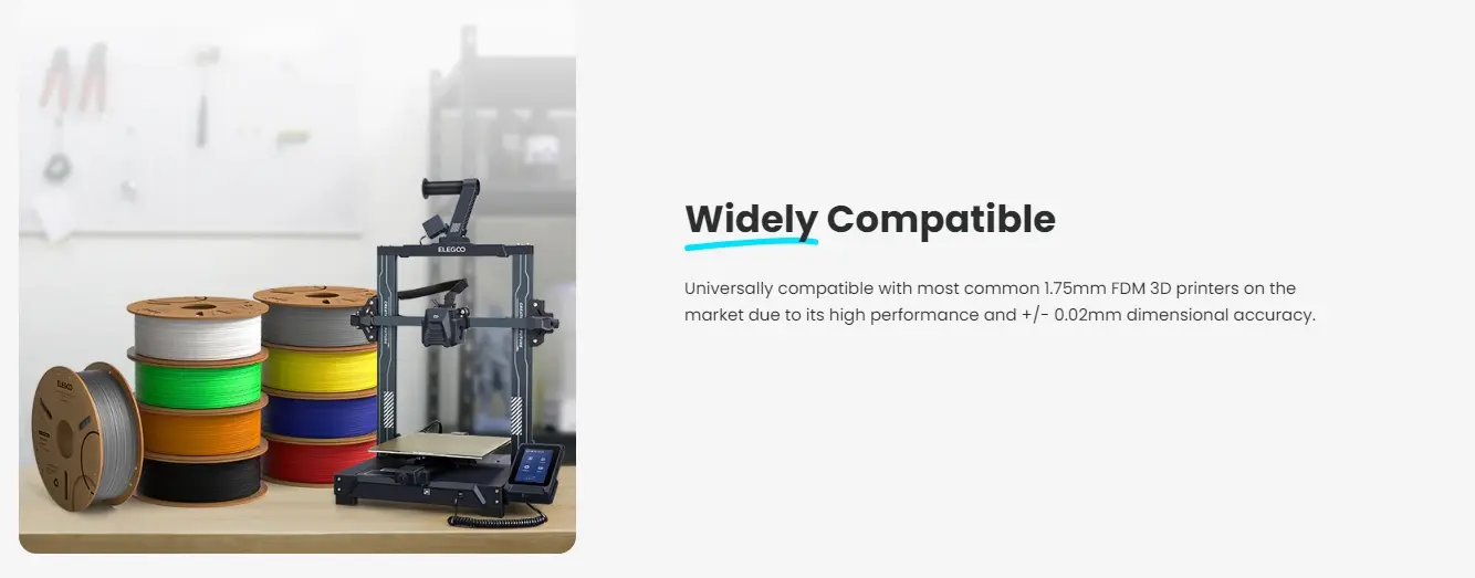 ELEGOO PLA Filament for Most FDM 3D Printers,Strong Layer Bonding ,Accurate & Consistent Dimension