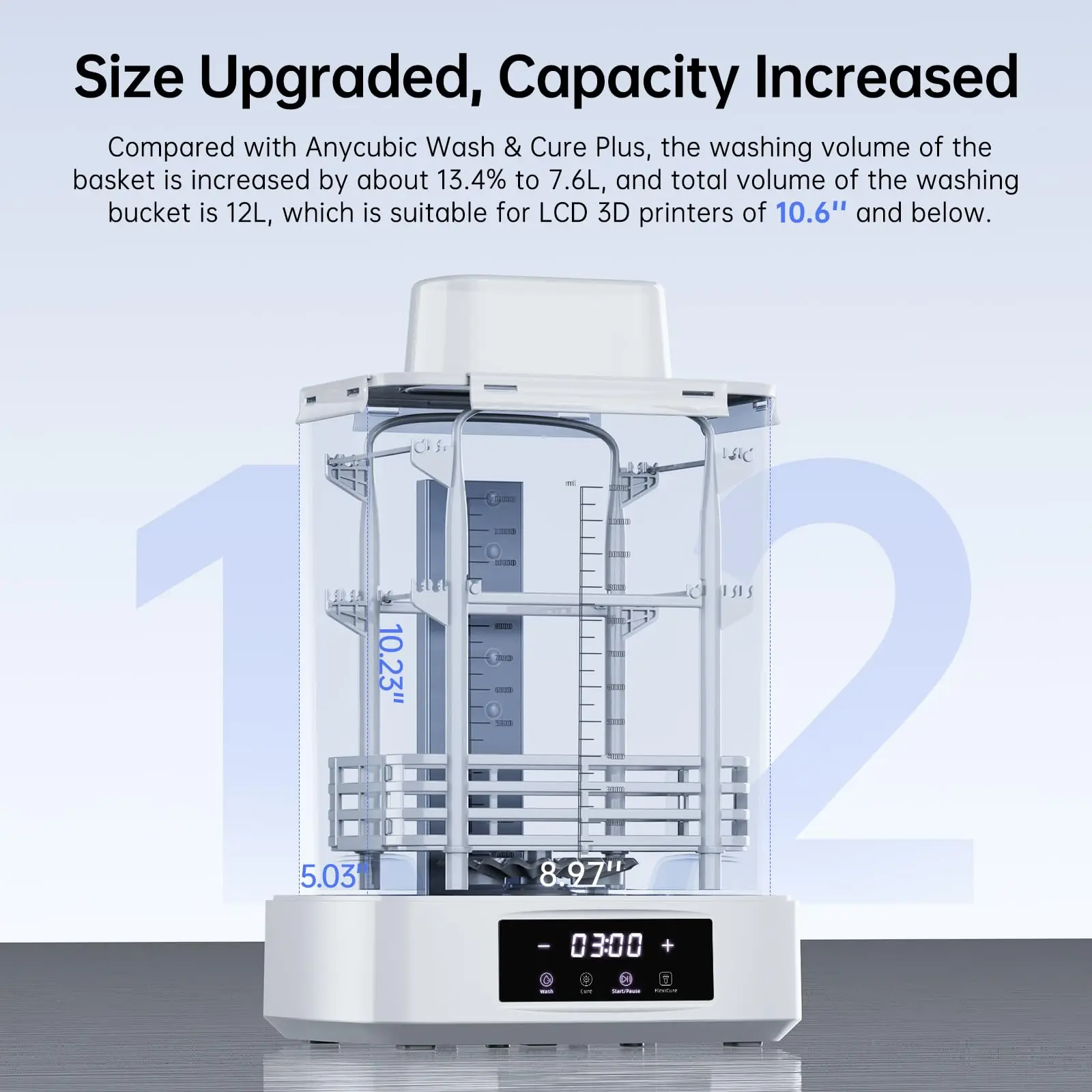 ANYCUBIC Wash & Cure Max Detergent Saving 50% , Dual-Cleaning Mode with 14.9L Ultra-Large Wash and Cure Station