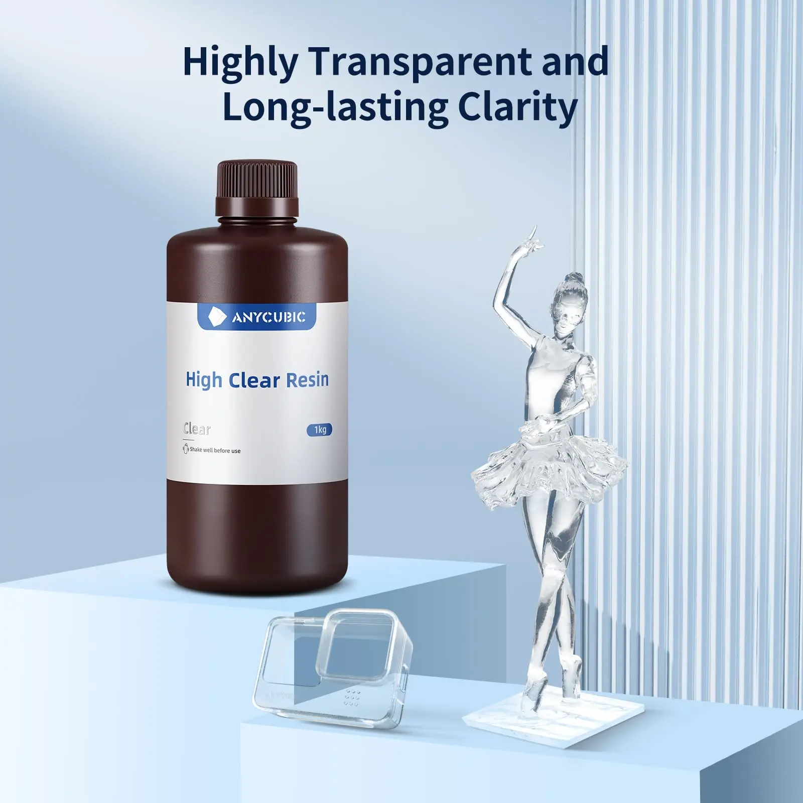 ANYCUBIC High Clear 3D Printer Resin,Highly Transparent, Tough and Resilient