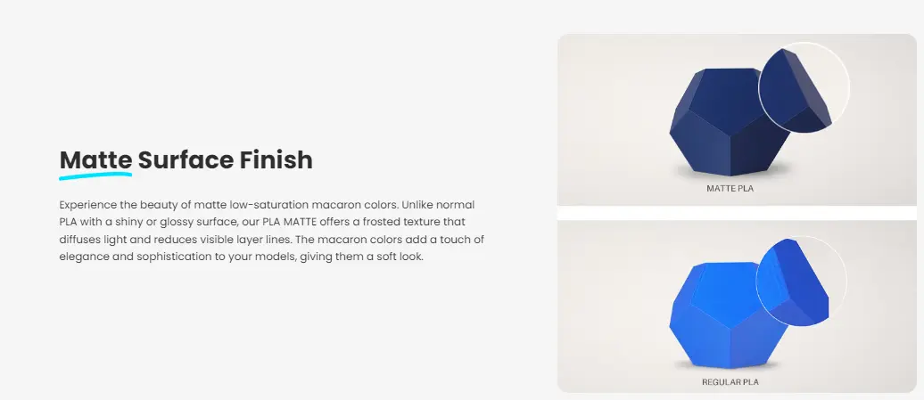 ELEGOO MATTE PLA Filament color  ,High Reliability ,High Compatibility,Accurate & Consistent Dimension