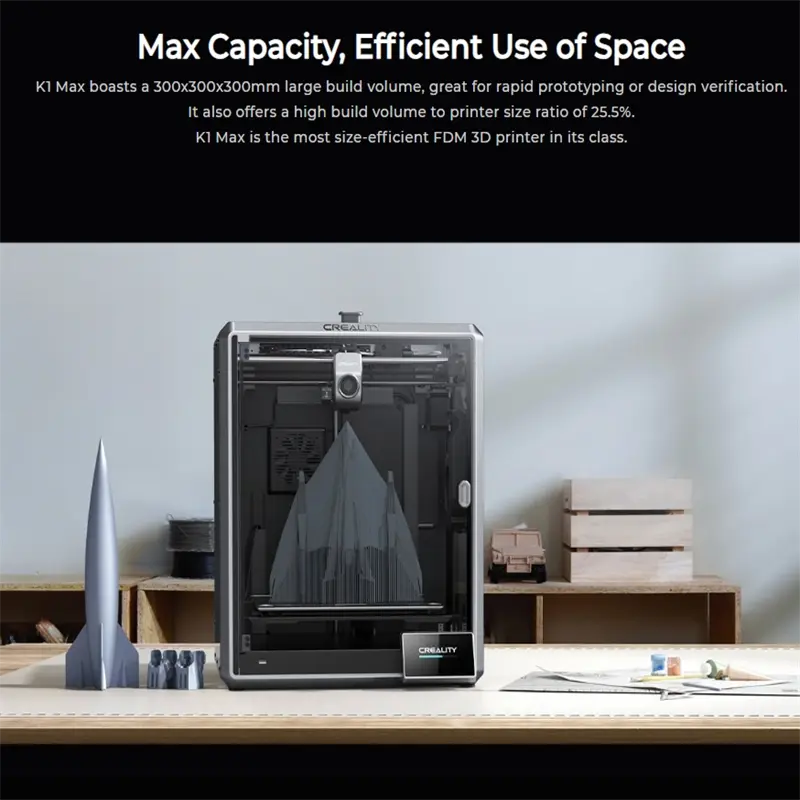Creality-K1 MAX 3D Printer Hands-Free Auto Leveling Dual High-Temperature Nozzle Direct Extruder Auto Leveling Stable Cube Frame