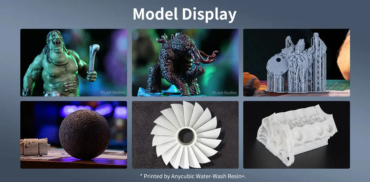 ANYCUBIC Water Washable Resin, Photopolymer Resin for 8K Capable LCD DLP 3D Printing, Low Viscosity and Fast Printing